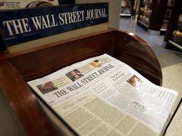 The Wall Street Journal is shown on sale at Hudson News