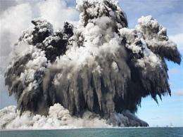 Undersea volcano eruption off the Tongatapu coast of Tonga