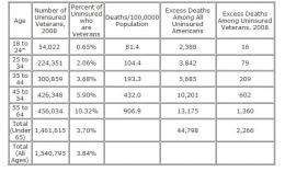 Over 2,200 veterans died in 2008 due to lack of health insurance