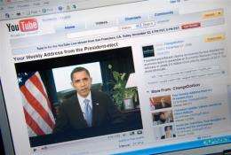 A YouTube video of US President Barack Obama's weekly radio address