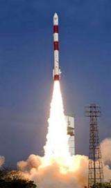 File photo shows the a satellite being launched in southern India