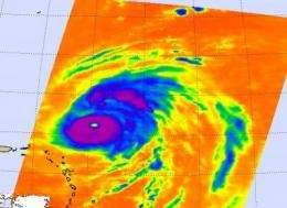 NASA's QuikScat sees category 3 Hurricane Bill's winds go a long distance