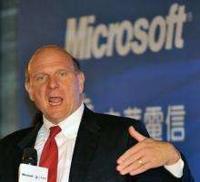 Steve Ballmer, CEO of the US Microsoft Corporation, pictured during a press conference in Taipei