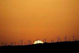 Wind turbines off the coast of Spain
