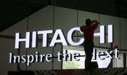 A logo of Japanese electronics giant Hitachi