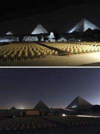 Antarctica to Pyramids _ lights dim for Earth Hour (AP)