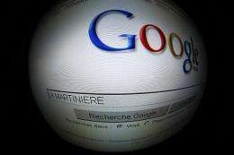 A shot of the search engine Google's home page, seen here in France