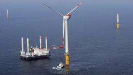 A view of an offshore wind power farm in Germany