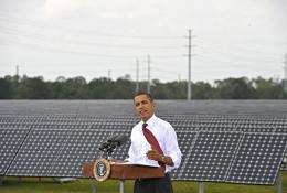 Barack Obama speaks after touring the DeSoto Next Generation Solar Energy Center