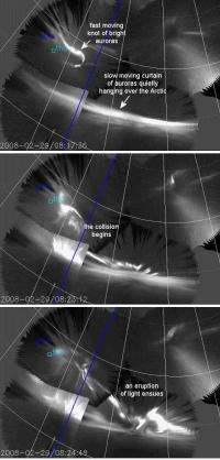 Colliding auroras produce an explosion of light