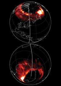 The auroras in the Northern and the Southern hemispheres are not identical
