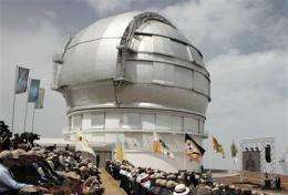 Huge telescope opens in Spain's Canary Islands (AP)