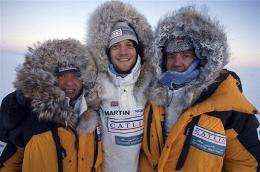 L-R: Ann Daniels, navigator, Martin Hartley, expedition photographer, and Pen Hadow, expedition leader