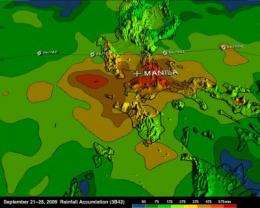 NASA 3-D map shows flooding rains of Typhoon Ketsana in Philippines