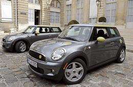 New electric Mini E cars manufactured by German automaker BMW are presented