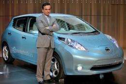 Nissan rolls out electric car at new headquarters (AP)