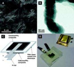 Paper battery may power electronics in clothing and packaging material