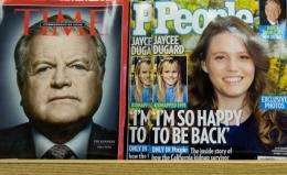 Recent copies of Time and People magazines