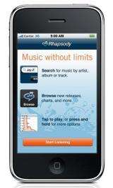Rhapsody streaming app approved for iPhones (AP)