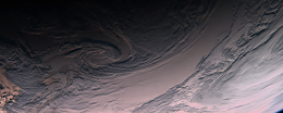 Swirling clouds over the South Pacific