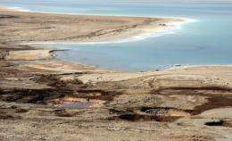 The drying shores of the Dead Sea