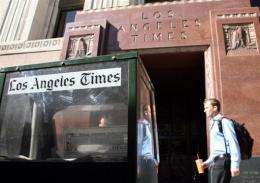 The "Los Angeles Times" newspaper building in downtown Los Angeles