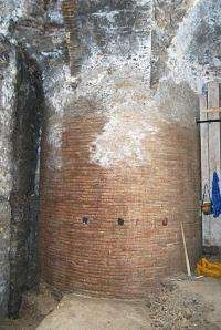This picture released by the CNRS/Universite de Provence shows a column of Emperor Nero banquet hall