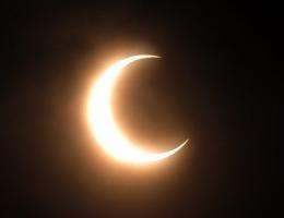 This picture shows the sun partially covered by the moon during an eclipse as seen from Jakarta in January 2009