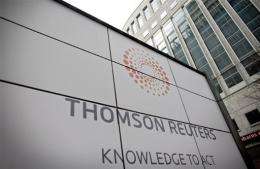 Thomson Reuters said operating profit rose two percent in the first quarter of the year