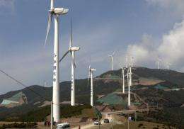 Wind power turbines in Dali, in China's southwestern Yunnan province