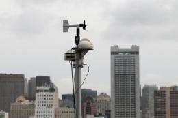 A RadNet radiation monitor is seen on a roof in San Francisco