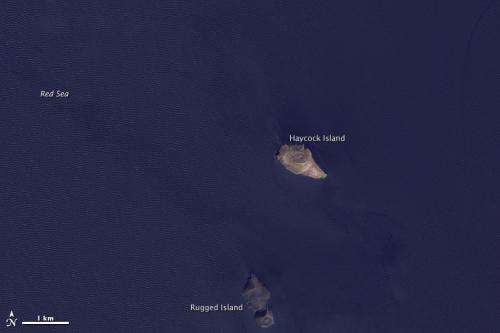 As seen from space: Volcanic eruption creates new island in the red sea
