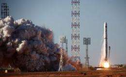 A Zenit 3F rocket carrying the Spektr-R radio astronomy observatory blasts off from Baikonur cosmodrome on Thursday