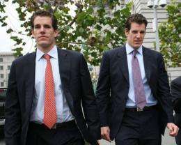Cameron (L) and Tyler (R) Winklevoss, founders of social networking website ConnectU