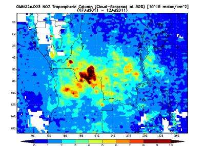 NASA's Aura satellite measures pollution 'butterfly' from fires in central Africa