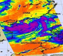 NASA sees heavy rainfall on southern side of Tropical Depression Haima as it nears Hong Kong