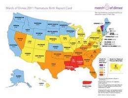 Preterm birth rate shows three year improvement in most states