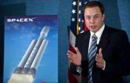 SpaceX CEO Elon Musk unveils the Falcon Heavy rocket on April 5