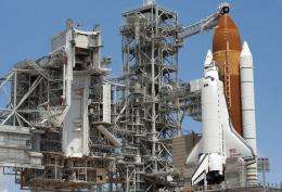 The Shuttle Endeavour sits on the launch pad at the Kennedy Space Center