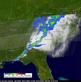TRMM Satellite sees massive thunderstorms in severe weather system