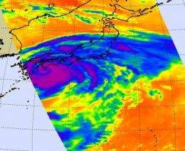 NASA satellites show heavy rainfall at southeastern coast of Japan