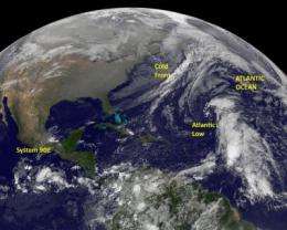 GOES satellite eyeing late season lows for tropical development