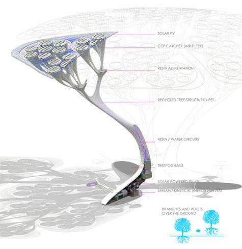 The Lenfest Center for Sustainable Energy designs a faux tree that converts CO2 to O2