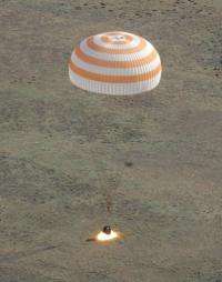 The Russian Soyuz TMA-20 space capsule lands in Kazakhstan
