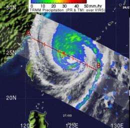 2 NASA satellites see Typhoon Songda weaken and move past Japan 