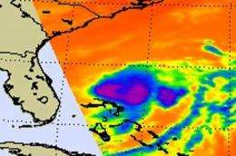 NASA's infrared satellite data shows warming cloud tops in Tropical Storm Bret