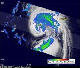 NASA's TRMM satellite reveals heaviest rainfall in Maria's northwestern quadrant