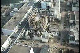 An aerial view of TEPCO's No.1 Fukushima nuclear power plant at Okuma