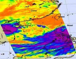 NASA's infrared eyes examine Tropical Depression Haitang as it nears Vietnam