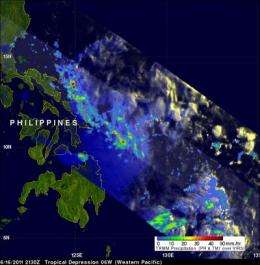 NASA satellite sees Tropical Depression 06W near the Philippines
